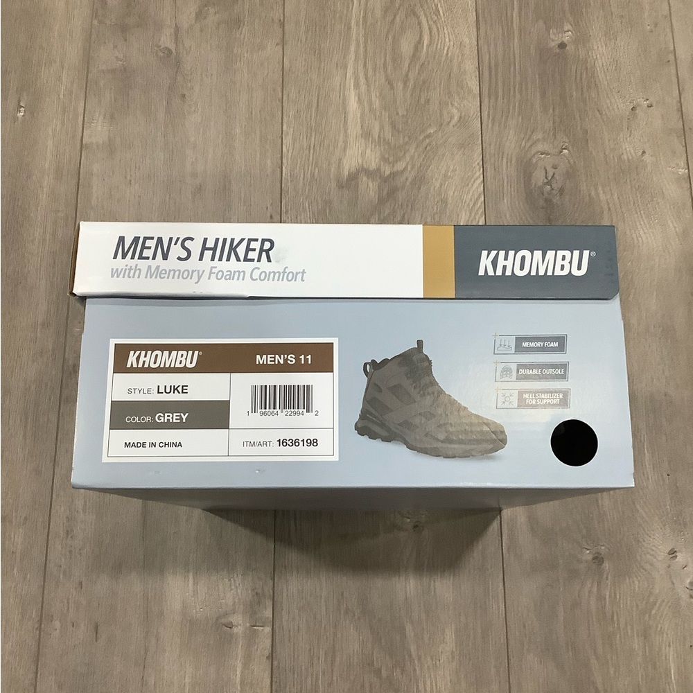 Men’s KHOMBU Luke Hikers 11 Shoe Boots Gray Memory Foam Durable Outsole NWT - Picture 4 of 8